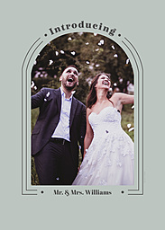 5x7 Greeting Card, Glossy, Blank Envelope with Introducing Us Wedding Announcement design