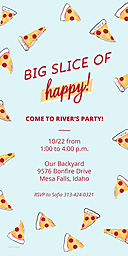 4x8 Greeting Card, Matte, Blank Envelope with Slice of Happy Pizza Party Invitation by Hallmark design