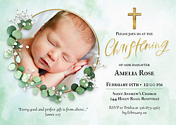 5x7 Greeting Card, Glossy, Blank Envelope with Dreamed Christening design