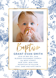 5x7 Greeting Card, Glossy, Blank Envelope with Toile Baptism Invitation design