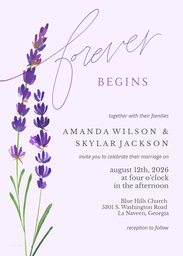 5x7 Greeting Card, Glossy, Blank Envelope with Forever Lavender Wedding Invitation design