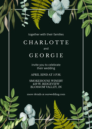 5x7 Greeting Card, Glossy, Blank Envelope with Lush Eucalyptus and Fern Wedding Invitation design
