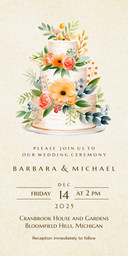 4x8 Greeting Card, Matte, Blank Envelope with Wedding Cake Invitation design