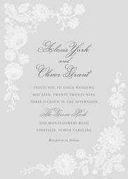 5x7 Greeting Card, Glossy, Blank Envelope with Classic Lace Wedding Invitation design