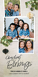 4x8 Greeting Card, Matte, Blank Envelope with White Christmas Blessings design