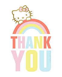 Note Cards with Hello Kitty Rainbow Thank You design