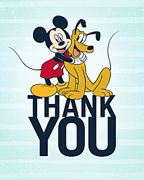 Note Cards with Mickey Mouse & Pluto Thank You design