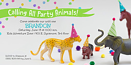 4x8 Greeting Card, Matte, Blank Envelope with Safari Party Animals Invitation design