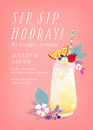 Same Day 5x7 Greeting Card, Matte, Blank Envelope with Sip, Sip, Hooray! Party Invitation design