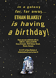 5x7 Greeting Card, Glossy, Blank Envelope with Star Wars Galaxy Birthday Invitation design