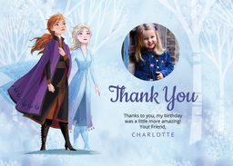 5x7 Greeting Card, Glossy, Blank Envelope with Frozen Ana & Elsa Thank You design