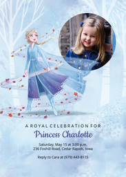 5x7 Greeting Card, Glossy, Blank Envelope with Frozen Royal Birthday Celebration design
