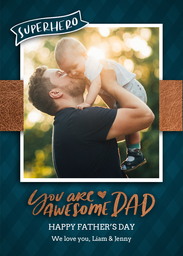 5x7 Greeting Card, Glossy, Blank Envelope with Awesome Dad design