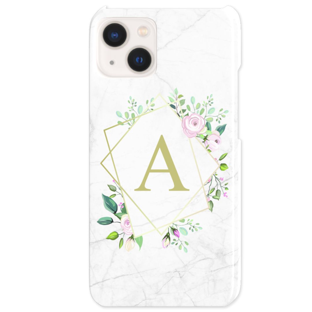 iPhone 13 Slim Case Marble Floral Monogram Design Your Own