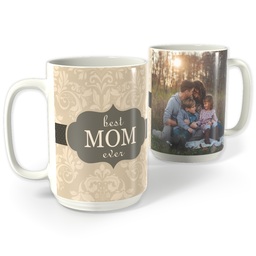 White Photo Mug, 15oz with Best Mom Ever design