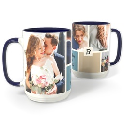 Blue Photo Mug, 15oz with Color Block design