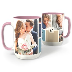Pink Photo Mug, 15oz with Color Block design