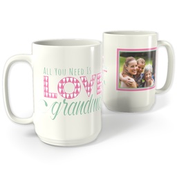 White Photo Mug, 15oz with Love and Grandma design