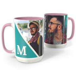 Pink Photo Mug, 15oz with Modern Triangle design