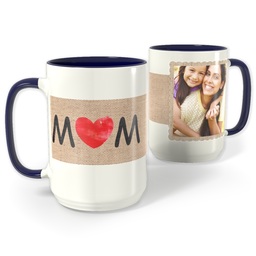 Blue Photo Mug, 15oz with Mom Ribbon design