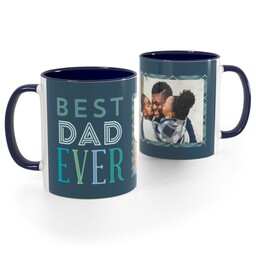 Blue Handle Photo Mug, 11oz with Best Dad Plaid design