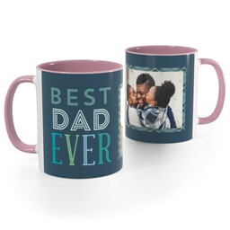 Pink Handle Photo Mug, 11oz with Best Dad Plaid design