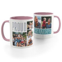 Pink Handle Photo Mug, 11oz with Proud Grandpa design