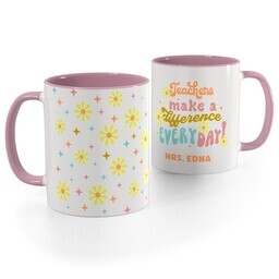 Pink Handle Photo Mug, 11oz with Retro Mug design