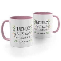 Pink Handle Photo Mug, 11oz with Seeds That Grow Forever design