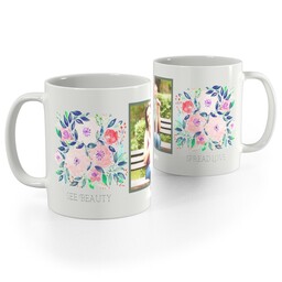 White Photo Mug, 11oz with Beauty & Love design