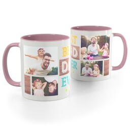 Pink Handle Photo Mug, 11oz with Best Dad Ever Collage design