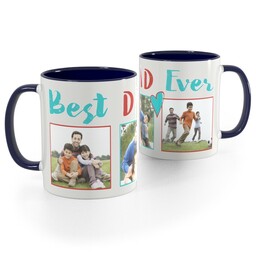 Blue Handle Photo Mug, 11oz with Best Dad Ever Heart design