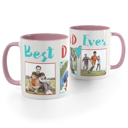 Pink Handle Photo Mug, 11oz with Best Dad Ever Heart design