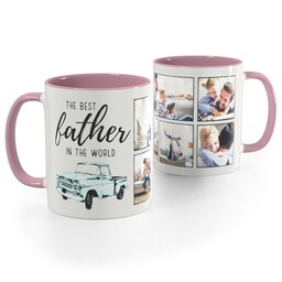 Pink Handle Photo Mug, 11oz with Best Father design
