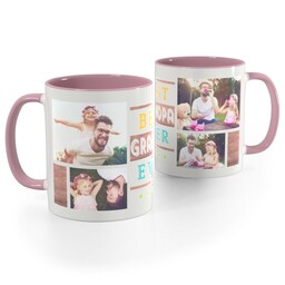 Pink Handle Photo Mug, 11oz with Best Grandpa Ever Collage design