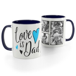 Blue Handle Photo Mug, 11oz with Dad Hearts design