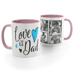 Pink Handle Photo Mug, 11oz with Dad Hearts design