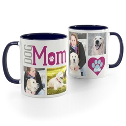 Blue Handle Photo Mug, 11oz with Dog Mom design