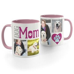 Pink Handle Photo Mug, 11oz with Dog Mom design