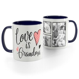 Blue Handle Photo Mug, 11oz with Grandma Hearts design