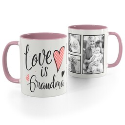 Pink Handle Photo Mug, 11oz with Grandma Hearts design