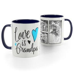 Blue Handle Photo Mug, 11oz with Grandpa Hearts design