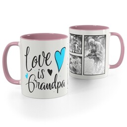 Pink Handle Photo Mug, 11oz with Grandpa Hearts design