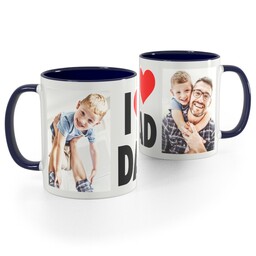 Blue Handle Photo Mug, 11oz with I Heart Dad design