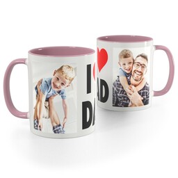 Pink Handle Photo Mug, 11oz with I Heart Dad design