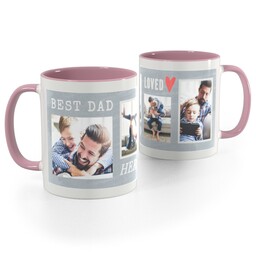 Pink Handle Photo Mug, 11oz with Loved Hero design