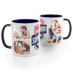 Blue Handle Photo Mug, 11oz with Super Hero Dad design