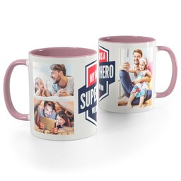 Pink Handle Photo Mug, 11oz with Super Hero Dad design