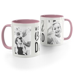 Pink Handle Photo Mug, 11oz with World's Best Dad design