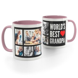 Pink Handle Photo Mug, 11oz with World's Best Grandpa design